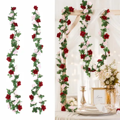 Künstliche Rosenranken, 2 Stück, 5 m, Kunstblumen-Girlande