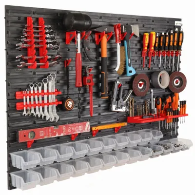 Image de Tableau Mural D'atelier D'outils 116X80Cm + 23 Poignées De Poubelle De Garage