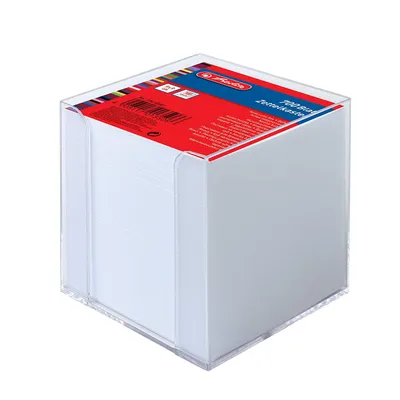 Produktbild von Herlitz Zettelbox Kunststoff 90 x 90 mm glasklar 700 Blatt weißes Papier