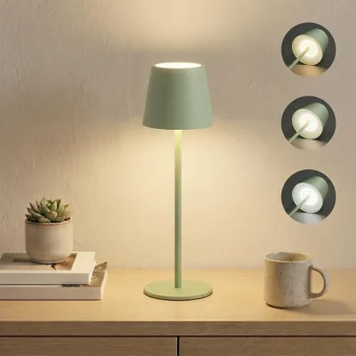 LED-Tischlampe, kabellos, 5200 mAh, Touch-Dimmer, grün, 3 Farbtemperaturen