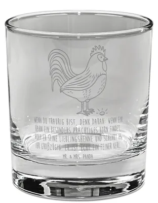 Produktbild von Mr. & Mrs. Panda Tumbler Hahn Korn - Transparent - Geschenk, Natur, Bauernhof, eiswürfelglas, Henne, Lowball Glas, Landwirtin, Eier, Whiskyglas, Whiskey