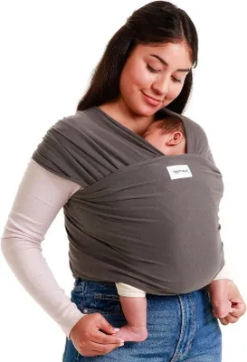 Productafbeelding van Famanu draagdoek, donkergrijs - Comfortabele baby draagzak van katoen voor pasgeborenen tot 15 kg