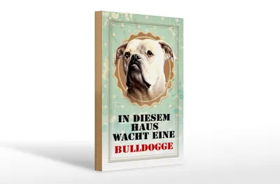 Produktbild von Holzschild Hund 20x30cm in diesem Haus wacht Bulldogge