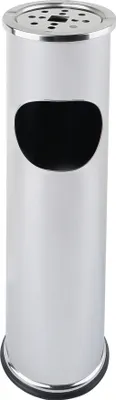 Produktbild von Grafner 2in1 Edelstahl Standaschenbecher mit Mülleimer, 8 Liter, Ø15 x 56 cm, silber, Stand Aschenbecher für draussen Außen Innen freistehend Sturmaschenbecher