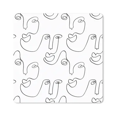 Produktbild von MuchoWow® Mauspad Mousepad Strichzeichnungen - Gesicht - Muster 20x20 cm - Mousepads - Maus Mat - Pad - Mausunterlage - Desk Mat - Bureauartikeln