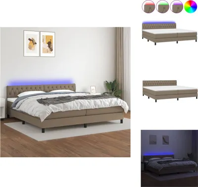 Produktbild von vidaXL Boxspringbett mit Matratze & LED Taupe 200x200 cm Stoff -  Betten & Bettgestelle