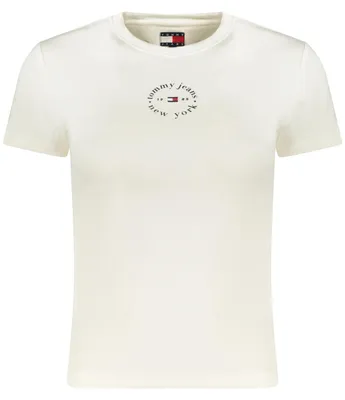 Produktbild von Damen Kurzarm T-Shirt in Weiß mit Rundhals und Logo-Print