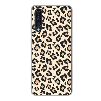 Produktbild von MuchoWow® Handyhülle Schutzhülle Hülle für Samsung Galaxy A50 Weiß - Rosa - Leopardenmuster Silikon Softcase Handy Hülle - Mobiltelefonhülle