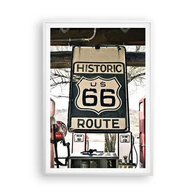 Produktbild von Gerahmtes Poster - Weißer Rahmen - Straße alt 66 USA - 70x100 cm - Wand Bild - Wanddeko - Wandbilder - Kunstposter - Wandposter - Bilderrahmen - Bilder - Kunstdruck - Wandbild - P2WPA70x100-3573