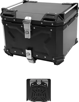 Image de Top case pour moto, étanche, construction en alliage d'aluminium, noir