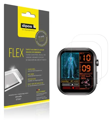 Produktbild von 2x Schutzfolie für whraills ET587 Folie, 100% Displayabdeckung, dipos Flex