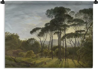 Produktbild von MuchoWow® Wandteppich Wandbehang Italienische Landschaft mit Zirbelkiefer - Hendrik Voogd 150x112 cm Tapisserie Dekoration Wandtuch - Wanddecke - Wandteppiche