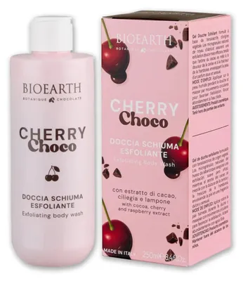 Immagine prodotto di Bioearth, Cherry Choco, gel doccia detergente ed esfoliante, adatto a tutti i tipi di pelle, 250 ml