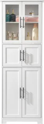 Produktbild von FCH Hochschrank Badezimmerschrank,Küchenschrank mit 6 Türen, mit Verstellbaren Ablagen, Weiß 60 x 30 x 170cm