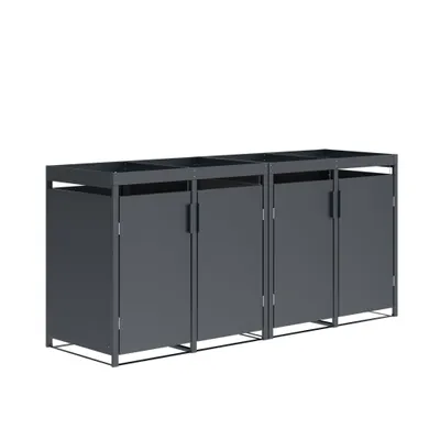 Produktbild von DEGAMO Mülltonnenbox 4er ULM 264x80x124cm mit Pfanzkasten, Stahl anthrazit
