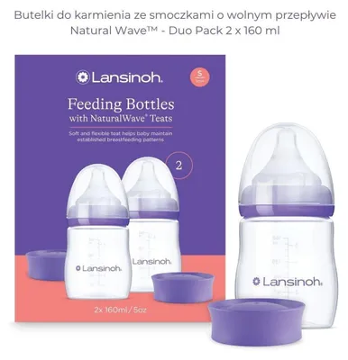 Lansinoh Babyflaschen 160 ml mit NaturalWave-Saugern, 2 Stück, für Babys