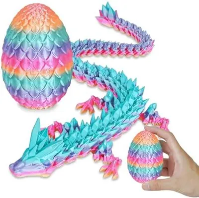 Produktbild von Überraschungs-Drachenei mit Drache im Inneren Geschenke für Kinder und Erwachsene 3D-gedrucktes Fidget-Spielzeug perfekt für Weihnachten Ostern Geburtstage Deko Stressabbau(Regenbogen, Klein)