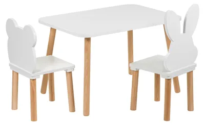Immagine prodotto di Set da tavolo per bambini con 2 sedie, colore bianco