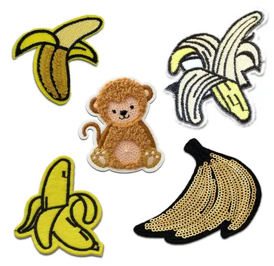 Produktbild von Aufnäher für Kinder - Bananen Set 5 Stück Frucht Obst - Aufnäher, Bügelbild, Aufbügler, Applikationen, Patches, Zum Aufbügeln
