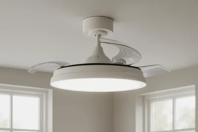 Produktbild von MeLiTec Deckenleuchte mit Ventilator DV07, Deckenventilator mit LED-Beleuchtung, leise, RGB-Licht, verschiedene Farbmodi, dimmbar, weiß, Fernbedienung