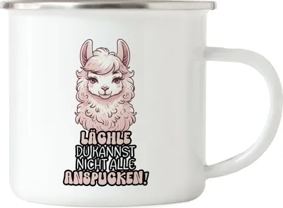 Produktbild von Lächle Du kannst nicht alle anspucken Lama Emaille Tasse Humor Worklife Balance