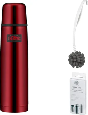 Image de THERMOS LIGHT & COMPACT BEVERAGE BOTTLE Isolierkanne cranberry red polished – Vorteilsset mit Reinigungsbürste CLEAN FIX 30 cm | HAN 4019248100 | EAN 5010576957054