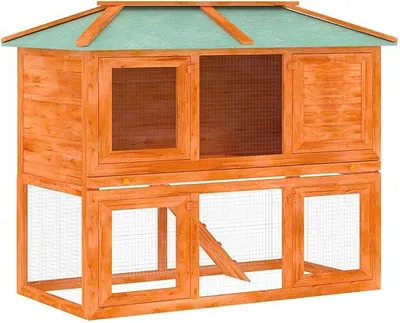 Imagen del producto de Jaula para pequeños animales / Conejos, 2 niveles, madera, 20,5 kg