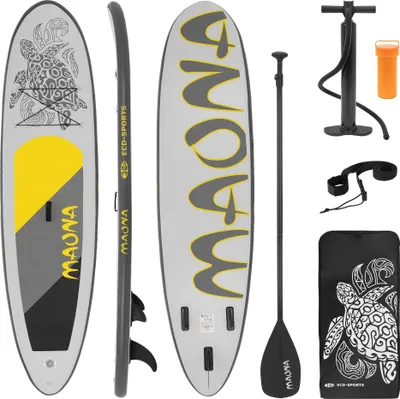 Produktbild von ECD Germany Aufblasbares Stand Up Paddle Board Maona, 308x78x10 cm, Grau, PVC, bis 120kg, Pumpe Tragetasche Zubehör