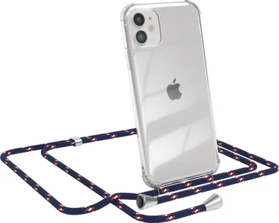 Produktbild von EAZY CASE Handykette kompatibel mit Apple iPhone 11, Handyhülle mit Umhängeband, Handykordel, Schutzhülle Clear, Band in Blau