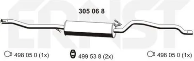 Produktbild von ERNST 305068 Mittelschalldämpfer Schalldämpfer für VW SHARAN (7M8, 7M9, 7M6) für SEAT Alhambra (7V8, 7V9) für FORD GALAXY (WGR)