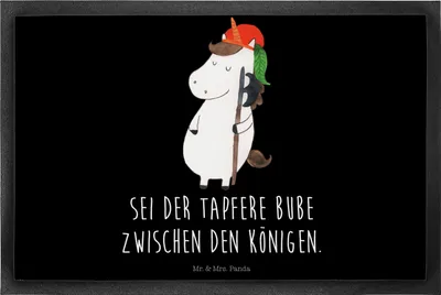 Produktbild von Mr. & Mrs. Panda Schmutzmatte Einhorn Junge 40 x 60 cm - Schwarz - Geschenk, Sauberlaufmatte, Bube, Einhörner, fußmatte, Unicorn, Fussmatte, Mittelalter, Schmutzfangmatte