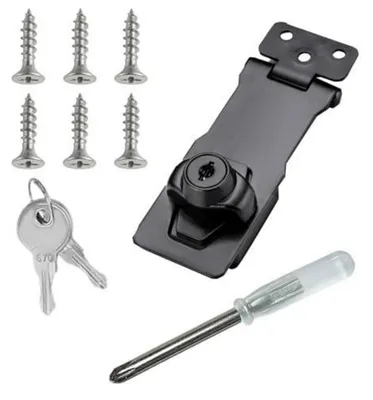 Produktbild von Schrankschloss 4 Zoll Überfalle abschließbar Edelstahl Schwarz mit Schlüsseln