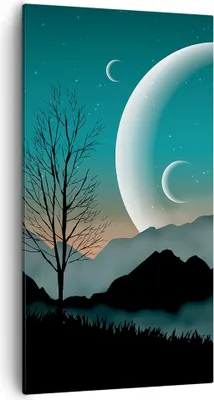 Produktbild von Bild auf Leinwand - Leinwandbild - Einteilig - Himmel Nacht Illustration - 55x100cm - Wand Bild - Wanddeko - Wandbilder - Leinwanddruck - Bilder - Wanddekoration - Leinwand bilder - PA55x100-4143