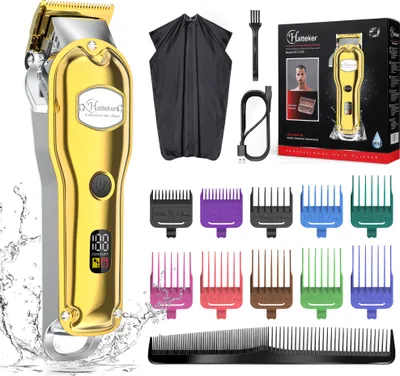 Produktbild von Hatteker Haarschneider Herren Bartschneider Präzisionstrimmer Wasserdicht IPX7 Gold
