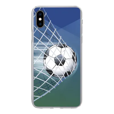 Produktbild von MuchoWow® Handyhülle Schutzhülle Hülle für iPhone Xs Eine Illustration eines Fußballs im Netz - Jungen - Mädchen - Kinder Silikon Softcase Handy Hülle - Handytasche