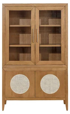 Produktbild von Vitrine aus Eiche im modernen Stil, 4 Türen, 3 Regale