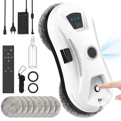Produktbild von Fensterputzroboter - Automatischer Glasreinigungsroboter - 5600 Pa Saugkraft - Wassersprühfunktion - Fernbedienung - EU-Stecker - 220 V - Set A