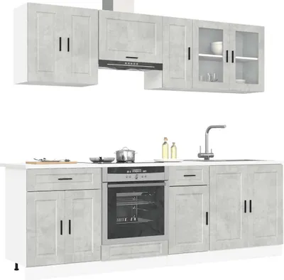 Produktbild von Design 8-tlg. Küchenschrank-Set Kalmar Betongrau Holzwerkstoff, Küchenschränke Neu