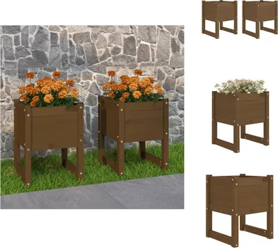 Obrázok produktu pre vidaXL Kvetináč 2 ks Medovo hnedý 40x40x52,5 cm z masívneho borovicového dreva - Kvetináče a sadenice