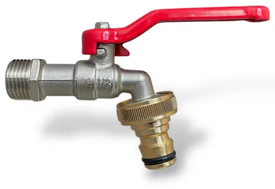 Produktbild von Kugelauslaufhahn Wasserhahn Auslaufhahn Steckkupplung Messing Rot 1/2 Zoll