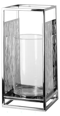 Produktbild von NICOSA Windlicht - H.40cm - silberfarben - Edelstahl /Glas - Deko