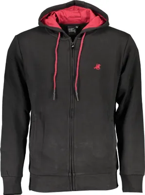 Image de Sweat-shirt noir pour homme avec fermeture éclair et broderie