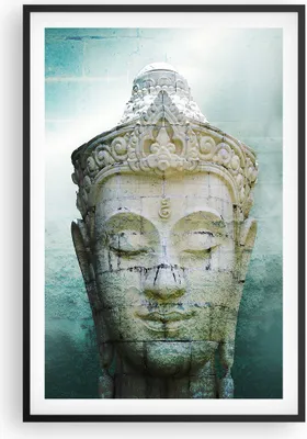 Produktbild von Gerahmtes Poster - Schwarzer Rahmen - Buddha Grafik Türkis - 61x91,5 cm - Wand Bild - Wanddeko - Wandbilder - Kunstposter - Wandposter - Bilderrahmen - Bilder - Kunstdruck - Wandbild - P2BPA61x91-4342