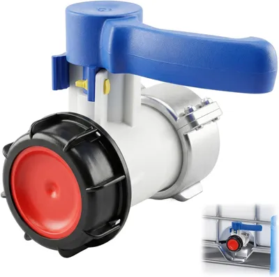 Produktbild von IBC-Tankadapter, 75 mm, Absperrhahn/Auslaufhahn/Klappventil für IBC-Container, Wassertanks, Regenwassertanks