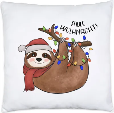Produktbild von Frohe Weihnachten Kissen Inkl Füllung Geschenkidee Faultier-Fans Sloth Süßes Motiv für Weihnachten für Familie Freunde