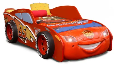 Produktbild von Rennwagen Auto Bett mit Matratze Kinderbett in Rot Autobett McQueen Disney Cars