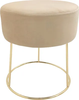 Produktbild von Echtwerk runder Sitzhocker Marilyn, Polsterhocker aus Samtstoff, Schminkhocker mit Metallbeinen in gold, Hocker geeignet für Schlaf- und Wohnzimmer, Fußhocker bis 150 kg belastbar, creme