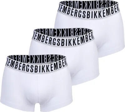 Produktbild von BIKKEMBERGS Herren Boxershorts, 3er Pack - TRI-PACK TRUNKS, Stretch Baumwolle, Logobund Weiß 2XL
