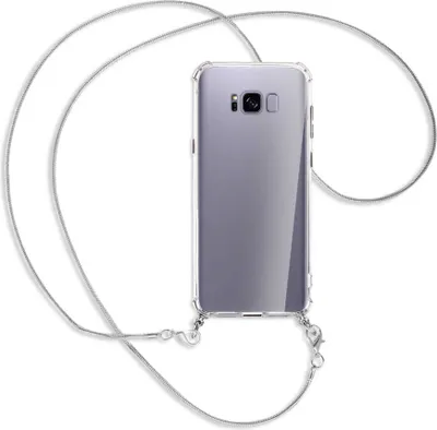 Produktbild von Handykette Backcover-Schutzhülle mit Band (Metall silberfarben) für Samsung Galaxy S8 Plus - silberfarbene Kette Snake