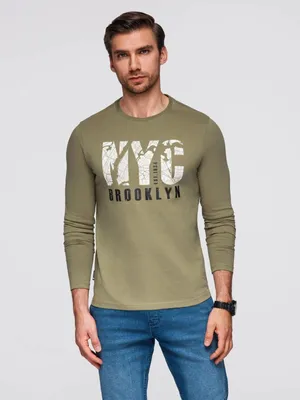 Produktbild von Ombre Clothing Langarm-T-Shirt für Männer Shaite olive S